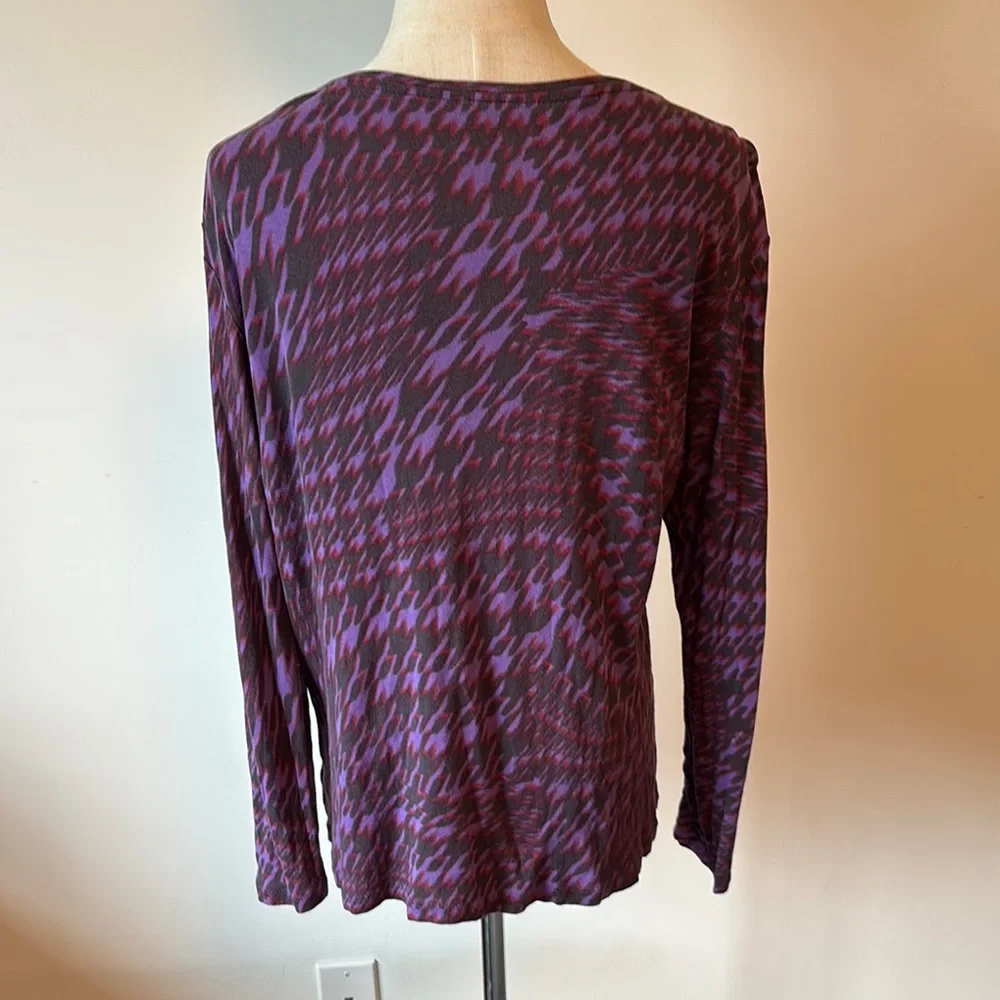 Daisy Fuentes Purple Black Relaxed Long Sleeve Tunic - Picture 4 of 4